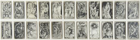 Maria Lupieri 1901-1961 "Le carte da gioco" insieme di 22 acquerelli su carta...