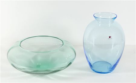 Cenedese e Moretti Lotto composto da ciotola in vetro trasparente verde e...