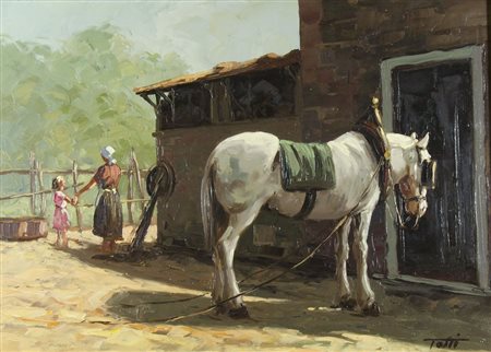 Riccardo Tosti Trieste 1910-1986 "Cavallo in riposo" cm. 50x70 - olio su tela...