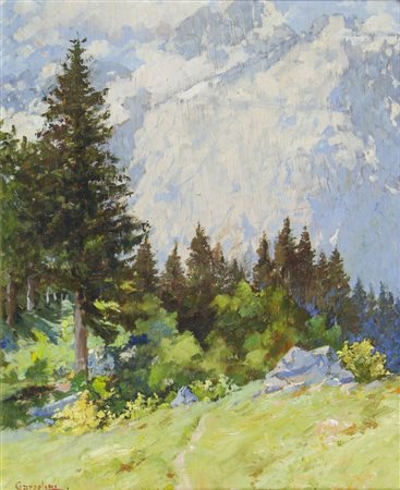 Ciro Garzolini Trieste 1883-1972 "Neve in alta montagna" cm. 42x32 - olio su...