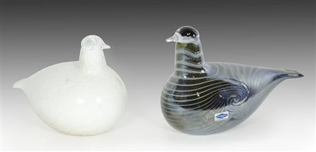 Nuutajarvi Cristal: lotto di 2 colombe in vetro.