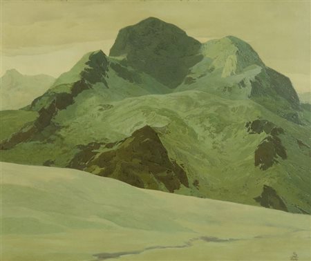 Pittore del XX secolo "Veduta del Triglav" cm. 100x120 - olio su compensato...