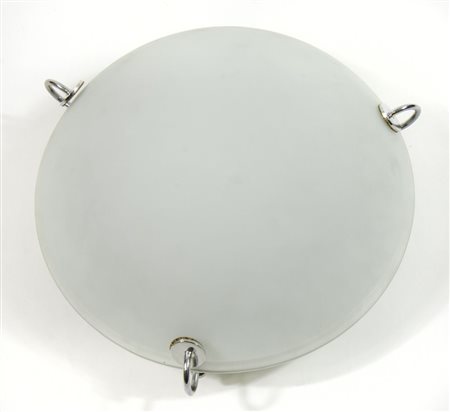 Valenti & C. Milano Plafoniera rotonda in vetro e metallo. Diam. cm. 30.