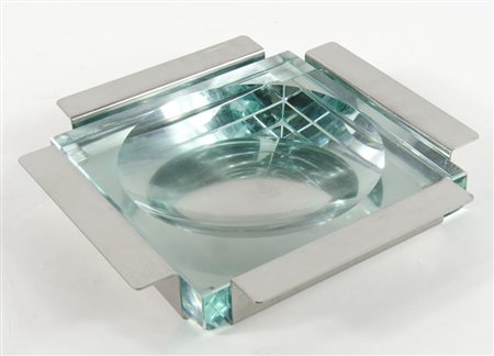 Arthur Krupp Milano Svuotatasche in cristallo e metallo cromato. Disegno di...