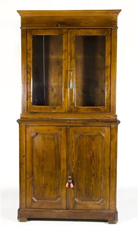 Armadio/vetrina in legno a 2 corpi, parte inferiore a due ante e parte...
