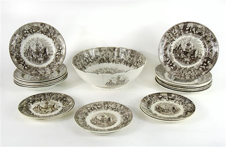 Andrea Galvani Pordenone Lotto di vari piatti e centrotavola in ceramica...