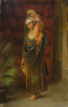 Pittore del XX secolo "Scena orientale" cm. 40x23 - olio su tavoletta