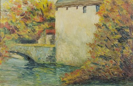 Pittore del XX secolo "Colori d'autunno" cm. 25x40 - olio su cartone