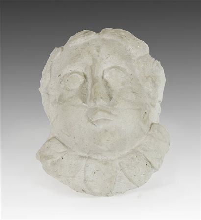Scultura in pietra scolpita raffigurante testa, H. cm. 27.