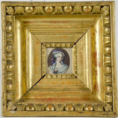 Lotto di 3 miniature dipinte, Tutte incorniciate.