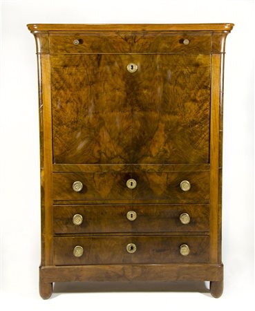 Secretaire in legno a 4 cassetti e calatoia con all'interno cassettini e...