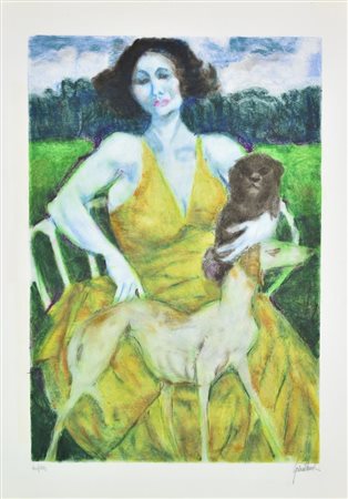 Squillantini Remo, La Baronessa litografia su carta, cm 70x50 esemplare 100...