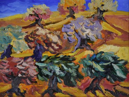 Terruso Saverio, Paesaggi Siciliani olio su tela, cm 30x40 sul fronte: firma...