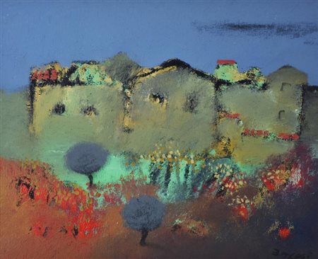 Bacosi Manlio, Campagna olio su tela, cm 40x50 sul fronte: firma sul retro:...