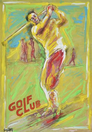 Bacci Giuseppe, Golf Club Milano tempera e tecnica mista su carta, cm 50x35...