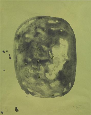 Fontana Lucio, VITE acquaforte acquatinta con fori e , cm 60x48,5, esemplare...