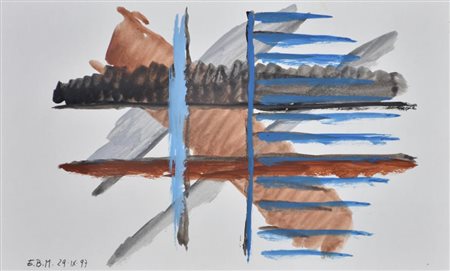 Bonfanti Emiliano, Senza titolo tempera su cartoncino, cm 19x31,5 sul fronte:...