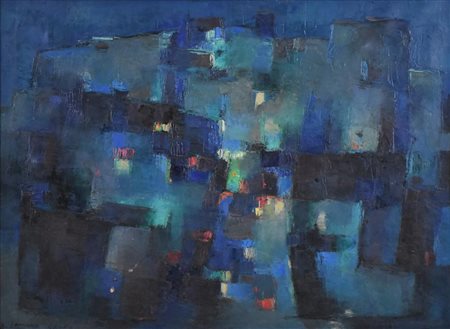 Lanaro Dino, Notturno olio su tela, cm 49x65 sul retro: firma, data e titolo...