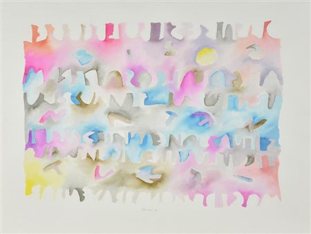 Nucara Renzo, Senza titolo tecnica mista su cartoncino, cm 57x76 sul fronte:...