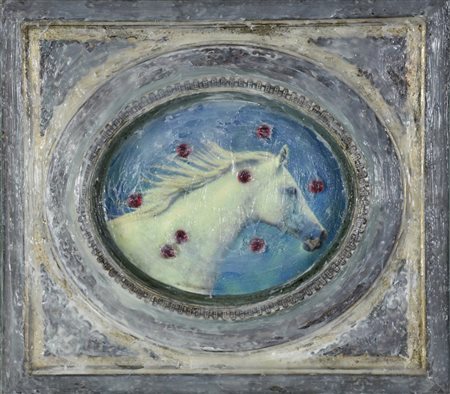 Kicco, Saratoga Hors tecnica mista e silicone, cm 50x56 sul retro: firma,...