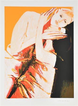 Brindisi Remo, Amanti serigrafia su carta, cm 70x50 esemplare prova d'autore...