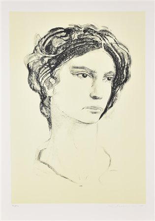 Annigoni Pietro, Ritratto litografia su carta, cm 70x50 esemplare 74 su 100...