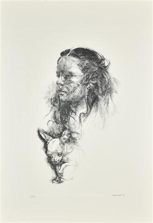 Vespignani Renzo, Marta acquaforte su carta, cm 70x50 (lastra cm 50x31)...