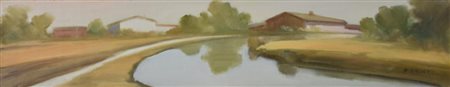 Casati Bruno, Riflessi sul Sile olio su tavola, cm 16x80 sul fronte: firma...