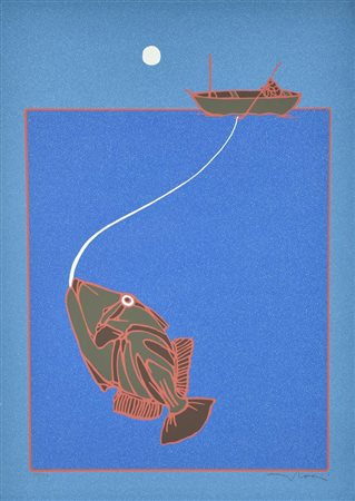 Casorati Francesco, La Pesca serigrafia su carta, cm 69x49,5 esemplare 29 su...