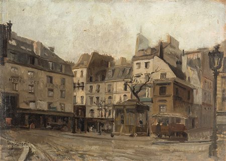 Eugenio Scorzelli (Buenos Aires 1890 - Napoli 1960)"Scorcio di Parigi"olio su...