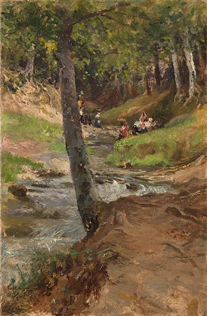 Giuseppe Casciaro (Ortelle 1861 - Napoli 1945)"La sorgente nel bosco di San...