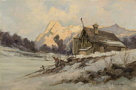 Cesare Gheduzzi (Crespellano 1894 - Torino 1944)"Fondo valle"olio su...