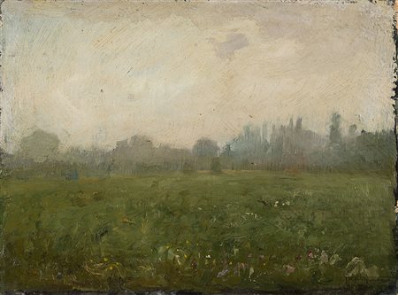 Pietro Fragiacomo (Trieste 1856 - Venezia 1922)"Paesaggio uggioso"olio su...