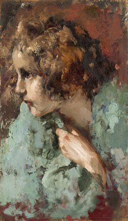 Vincenzo Irolli (Napoli 1860 - 1949)"Sisina" olio su compensato (cm...