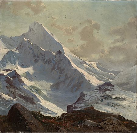 Leonardo Roda (Racconigi 1868 - Torino 1933)"La Grivola" 1921olio su cartone...