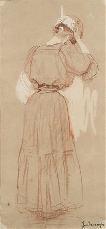 Federico Zandomeneghi (Venezia 1841 - Parigi 1917)"Figura di donna" disegno a...