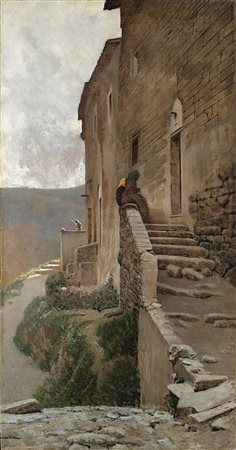 Telemaco Signorini (Firenze 1835 - 1901)"I discendenti di Leonardo" 1874olio...