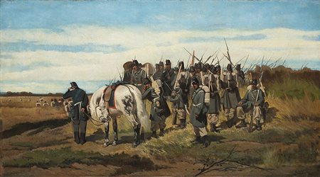 Giovanni Fattori (Livorno 1825 - Firenze 1908)"In avanscoperta / Fanteria in...