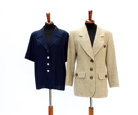 SAINT LAURENT RIVE GAUCHE Lotto composto da una giacca in tweed melange nei...