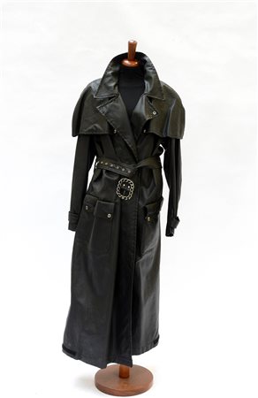 BOK BROTHERSTrench americano in materiale tecnico nero con cintura (tg. 48)...