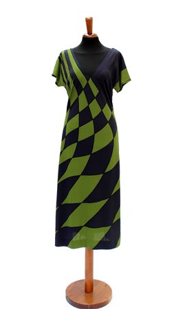 ROBERTA DI CAMERINO Vestito longuette in jersey a grandi rombi asimmetrici...