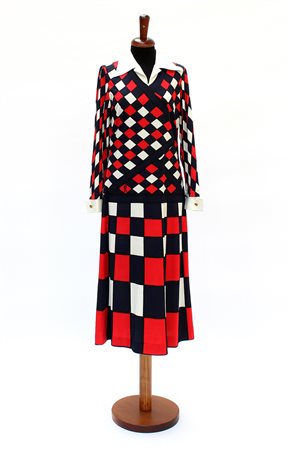 ROBERTA DI CAMERINO Vestito longuette "trompe l'oeil" in jersey, maglia a...