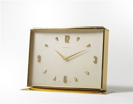 TIFFANY & COOrologio da scrivania in ottone dorato recante iscrizione "TO...