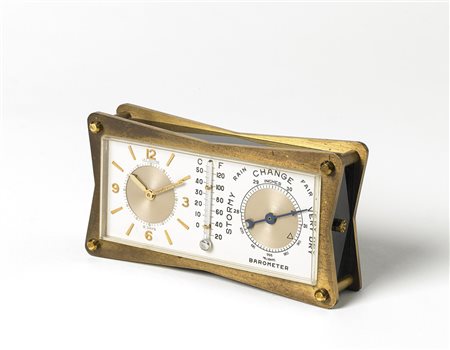 LECOULTREOrologio con stazione barometrica in ottone e metallo neroAnni...