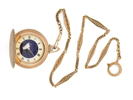 MOVADOOrologio da tasca da uomo in oro 18K, savonette, con catenaAnni...
