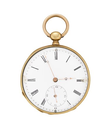 ANONIMO Orologio da tasca da uomo in oro 18KEpoca metà secolo XIXMovimento...