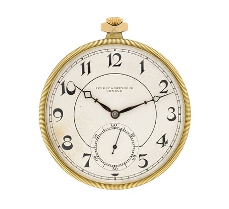 PERRET & BERTHOUDOrologio da tasca da uomo in oro 18KAnni '30/'40Quadrante e...