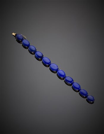Bracciale in oro rosa 575/1000 e cabochon ovali in lapis ricostruito, g...