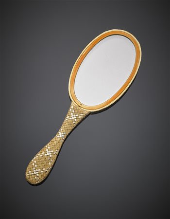 Specchio in oro giallo e bianco intrecciato e cesellato, lordi g 56,99,...