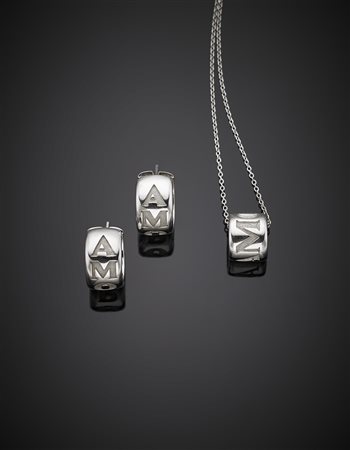 PASQUALE BRUNIDemi-parure composta da orecchini e ciondolo, in oro bianco con...